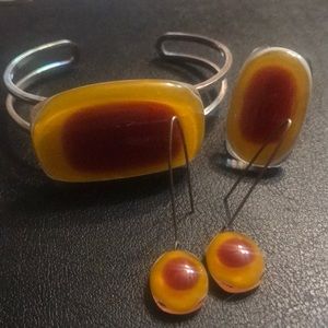 MURANO Glass bracelet , ring & earring set